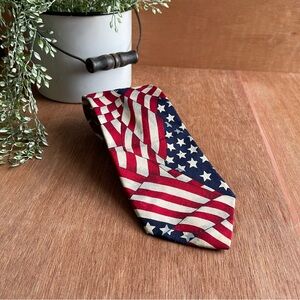 Beans McGee patriotic neck tie Made in USA stars stripes flag office 100% cotton